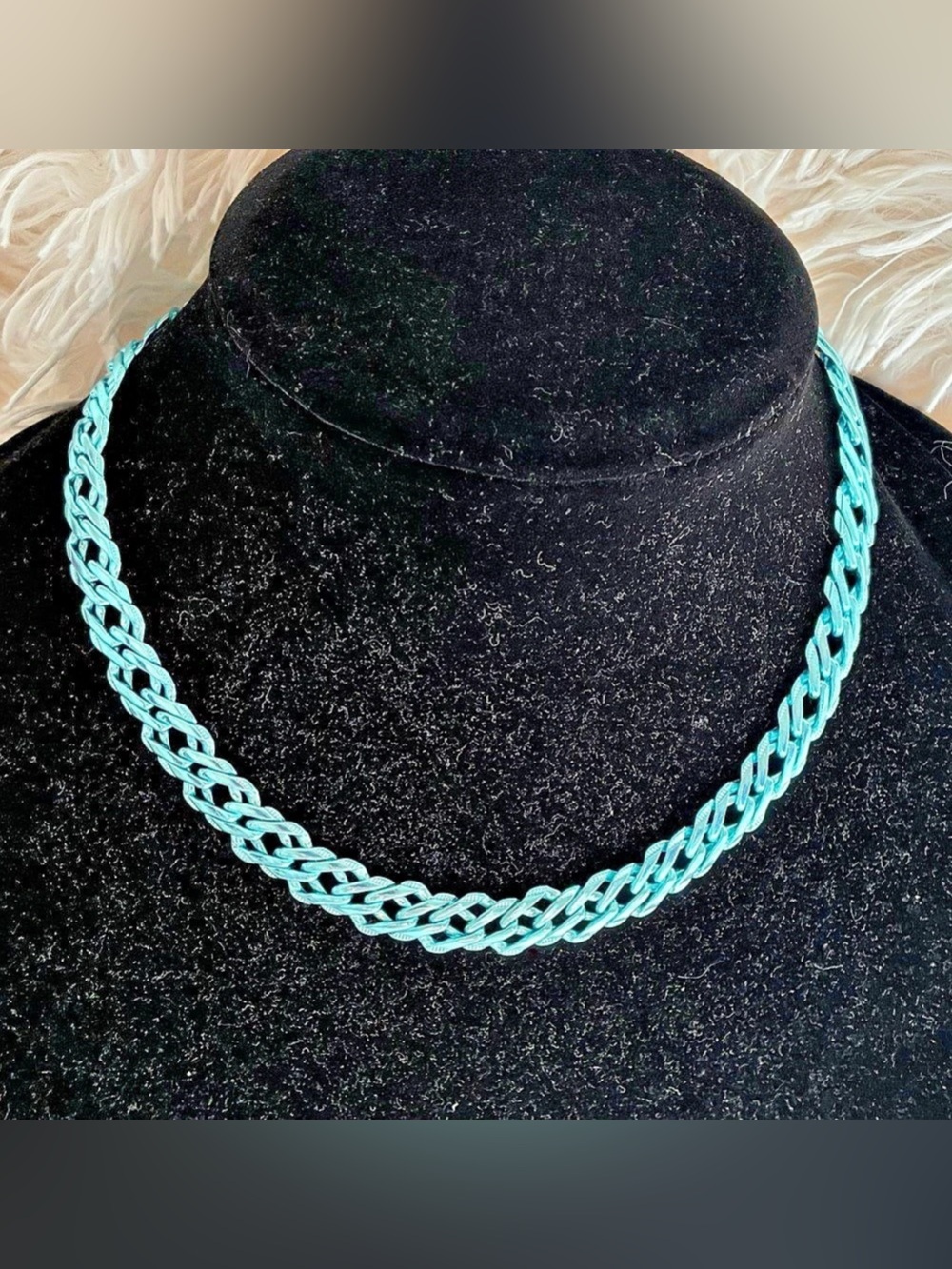 Alexa Rae by Melania Clara Blue Chain Necklace Chunky 16.5”